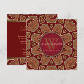 Invitation Batik Tribal de l'Est Rouge Or Mariage (Devant / Derrière)