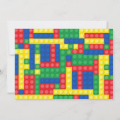 Invitation Bâtiment bloc 1er anniversaire fête Colorée brique (Dos)