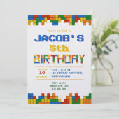 Invitation Bâtiment Blocks Boy Anniversaire de fête Invitatio (Debout devant)