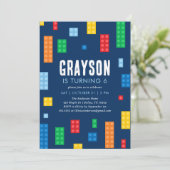 Invitation Bâtiment Blocks Boy Birthday (Debout devant)