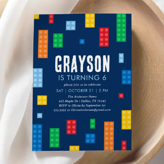 Invitation Bâtiment Blocks Boy Birthday