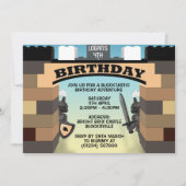 Invitation Bâtiment Brown Blocs Château Anniversaire Invitati (Devant)