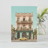 Invitation Bâtiment Colonial Voiture Jaune Havane Cuba (Debout devant)