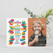 Invitation Bâtiment Fête d'anniversaire Blocs de construction (Debout devant)