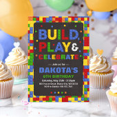 Invitation Bâtiments Blocs Anniversaire Bois Briques