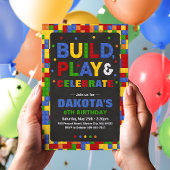 Invitation Bâtiments Blocs Anniversaire Bois Briques