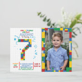 Invitation Bâtiments Blocs Anniversaire Briques 7 ans Invitat (Debout devant)