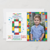 Invitation Bâtiments Blocs Anniversaire Briques 8 ans Invitat (Devant)