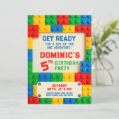 Invitation Bâtiments colorés Anniversaire pour enfants (Debout devant)