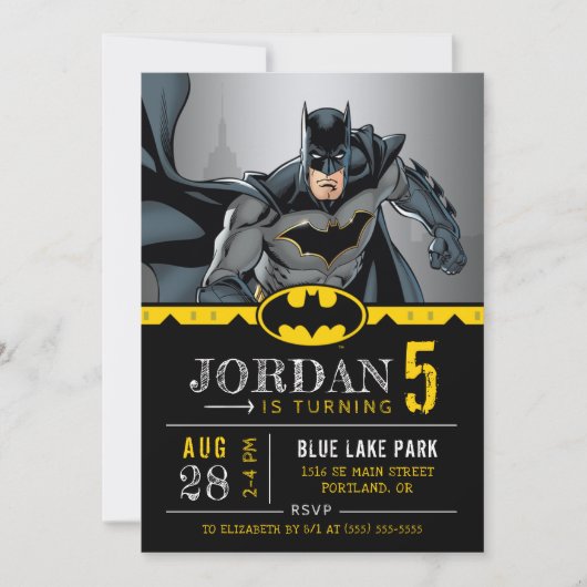 Invitation Batman | Chalkboard Joyeux anniversaire (Devant)