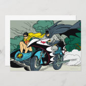 Invitation Batman Et Robin En Batcycle (Devant / Derrière)