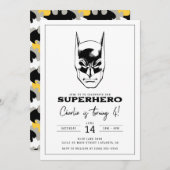 Invitation Batman Head Super Hero Boys Anniversaire (Devant / Derrière)