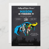 Invitation Batman & Robin - Gotham City | Chalkboard Annivers (Devant / Derrière)