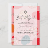Invitation Batmitsva à motif de grenade rose (Devant)