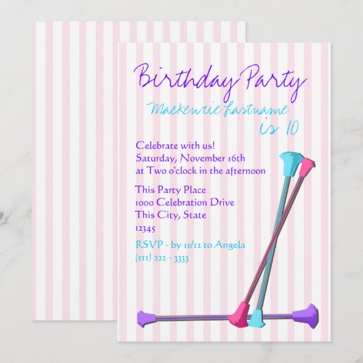 Invitation Baton Anniversaire (Devant / Derrière)