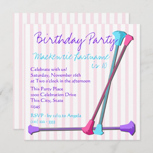 Invitation Baton Anniversaire (Devant / Derrière)