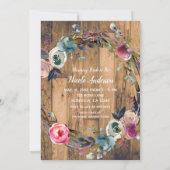 Invitation Bâton en bois rustique Fête des mariées de couronn (Dos)