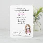 Invitation Bâtonnet Fille Champagne pour Brunch Anniversaire (Debout devant)
