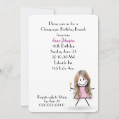 Invitation Bâtonnet Fille Champagne pour Brunch Anniversaire (Devant)