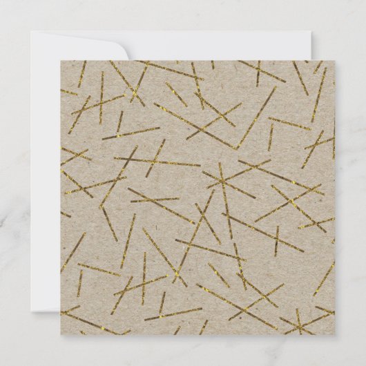 Invitation Bâtonnets de confettis dorés Kraft rustique pour c (Dos)