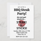 Invitation Bâtonnets de steak Fête de BBQ de steak drôle (Devant)