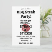Invitation Bâtonnets de steak Fête de BBQ de steak drôle (Debout devant)