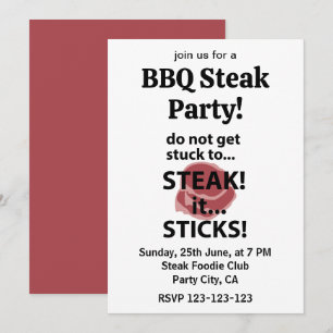 Invitation Bâtonnets de steak Fête de BBQ de steak drôle