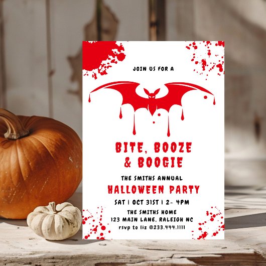 Invitation Bats à goutte de sang rouge Vampire Halloween fête