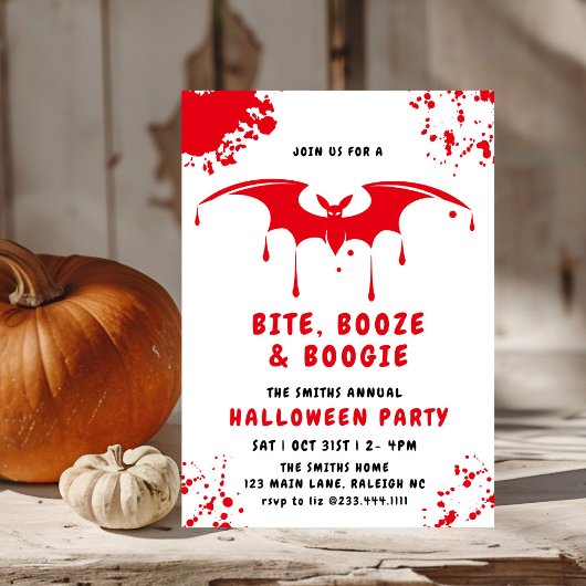 Invitation Bats à goutte de sang rouge Vampire Halloween fête