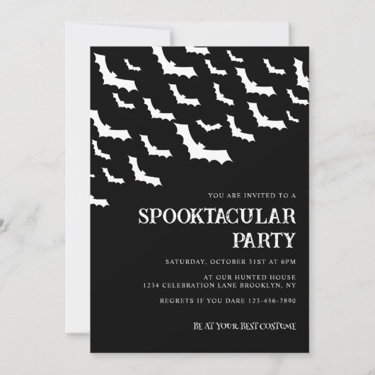 Invitation Bats chauves-souris noires adultes Spooktacular Ha (Devant)