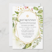 Invitation Bats de Mitsva de verdure cristalline géométrique (Devant)