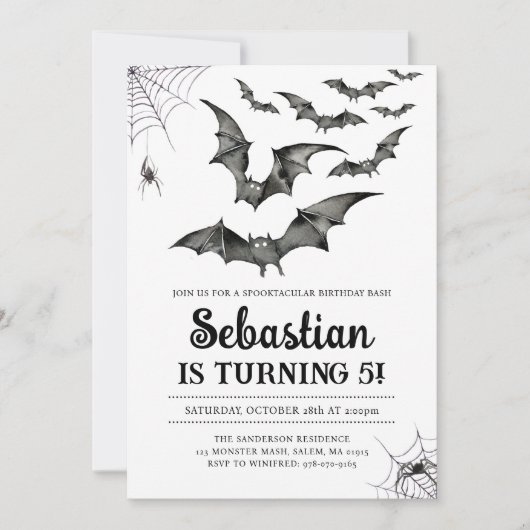 Invitation Bats Éffrayant Halloween fête d'anniversaire (Devant)