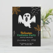 Invitation Bats Fantômes Bats Orange Toiles d'araignées Noir (Debout devant)
