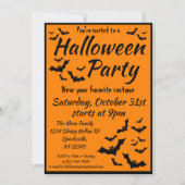 Invitation Bats Halloween Costume Party (Devant)