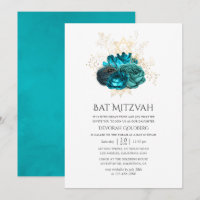 Bats Mitsva Floral Turquoise et Or