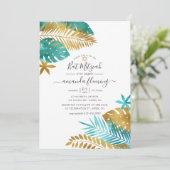 Invitation Bats Mitzvah Tropical Turquoise et Or (Debout devant)