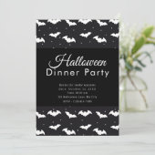 Invitation Bats noirs et blancs Dîner d'Halloween (Debout devant)