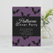 Invitation Bats violets et noirs Dîner d'Halloween (Debout devant)
