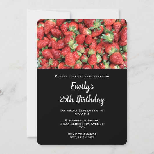 Invitation Batte de fraises rousses juteuses Anniversaire (Devant)