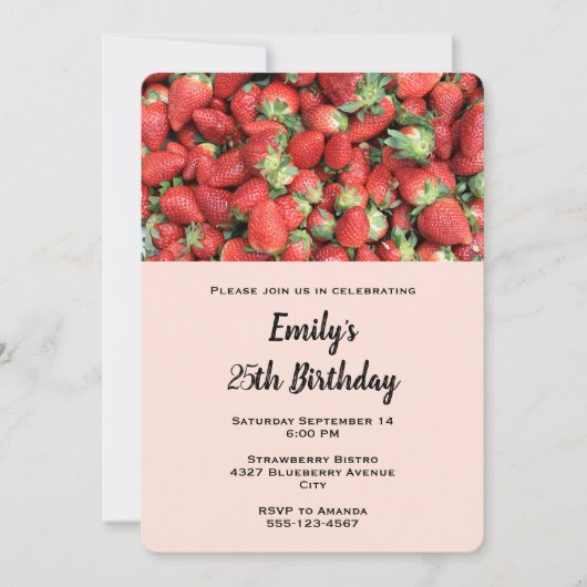 Invitation Batte de fraises rousses juteuses Anniversaire (Devant)