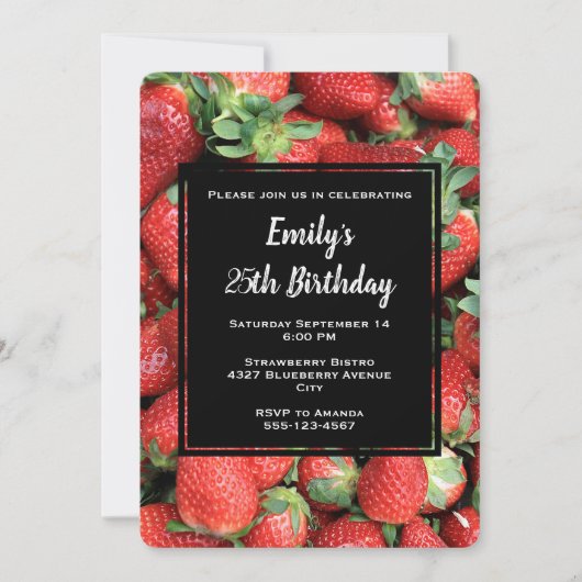 Invitation Batte de fraises rousses juteuses Anniversaire (Devant)