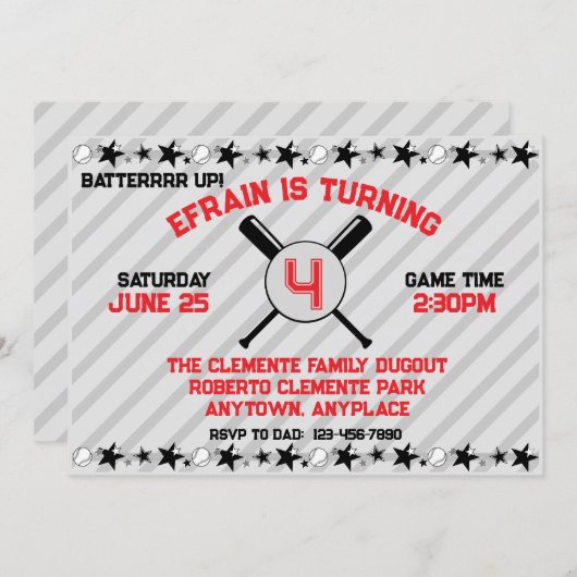 Invitation Batte Up Baseball Anniversaire (Devant / Derrière)