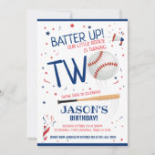 Invitation Batte Up Baseball Blue Little Rookie 2e anniversai (Devant)
