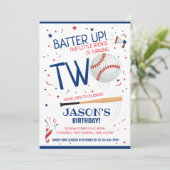 Invitation Batte Up Baseball Blue Little Rookie 2e anniversai (Debout devant)