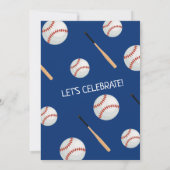 Invitation Batte Up Baseball Blue Little Rookie 2e anniversai (Dos)
