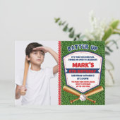 Invitation Batte Up Baseball Boy Anniversaire Photo Invitatio (Debout devant)