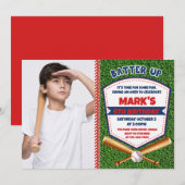 Invitation Batte Up Baseball Boy Anniversaire Photo Invitatio (Devant / Derrière)