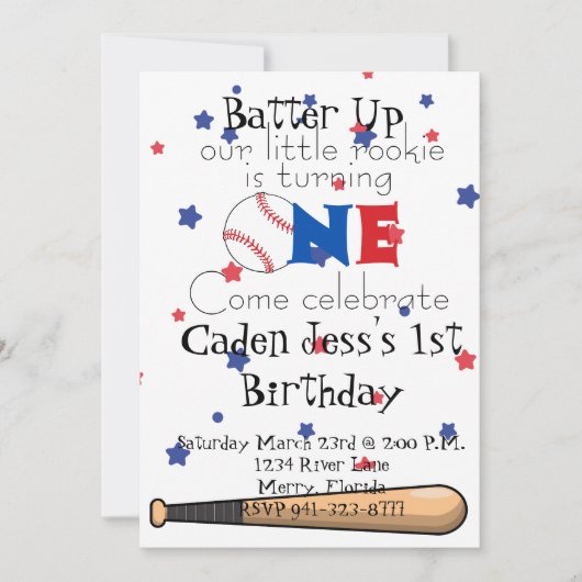 Invitation Batte Up Baseball Premier anniversaire (Devant)