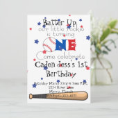 Invitation Batte Up Baseball Premier anniversaire (Debout devant)