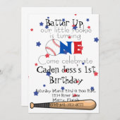 Invitation Batte Up Baseball Premier anniversaire (Devant / Derrière)